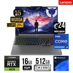 LENOVO - LAPTOP LEGION 5 16IRX9 INTEL CORE i9-14900HX RAM 16GB SSD 512GB RTX 4070 8GB 16" WQXGA WIN 11