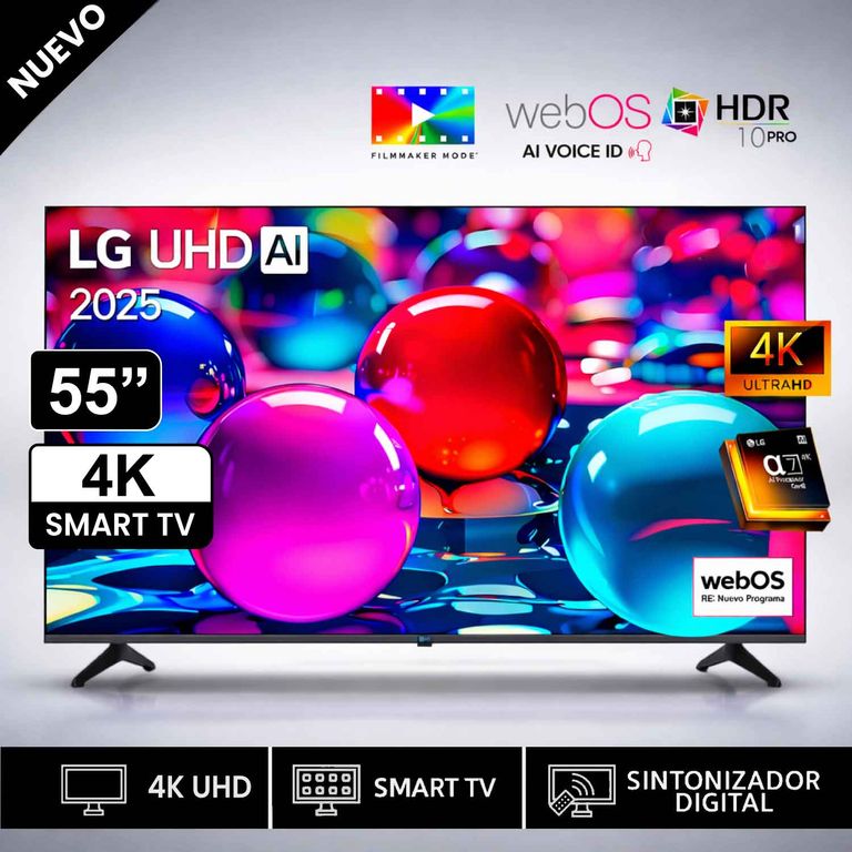 Televisor 55" Pulg Ultra HD 4K AI ThinQ 55UA7300PSB Modelo 2025- Negro
