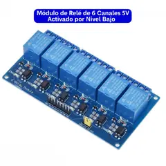 GENERICO - Módulo Relé Rele Relay 6 Canales 5V Activa Nivel Bajo Aislamiento Optoacoplado