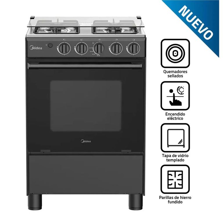 COCINA DE PIE MGS24FS2LFABBC-PE A GAS 4 HORNILLAS NEGRO