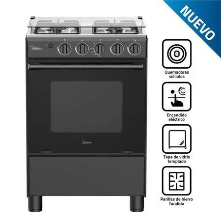 Cocina A Gas 4 Quemadores MGS24FS2LFABBC Negro