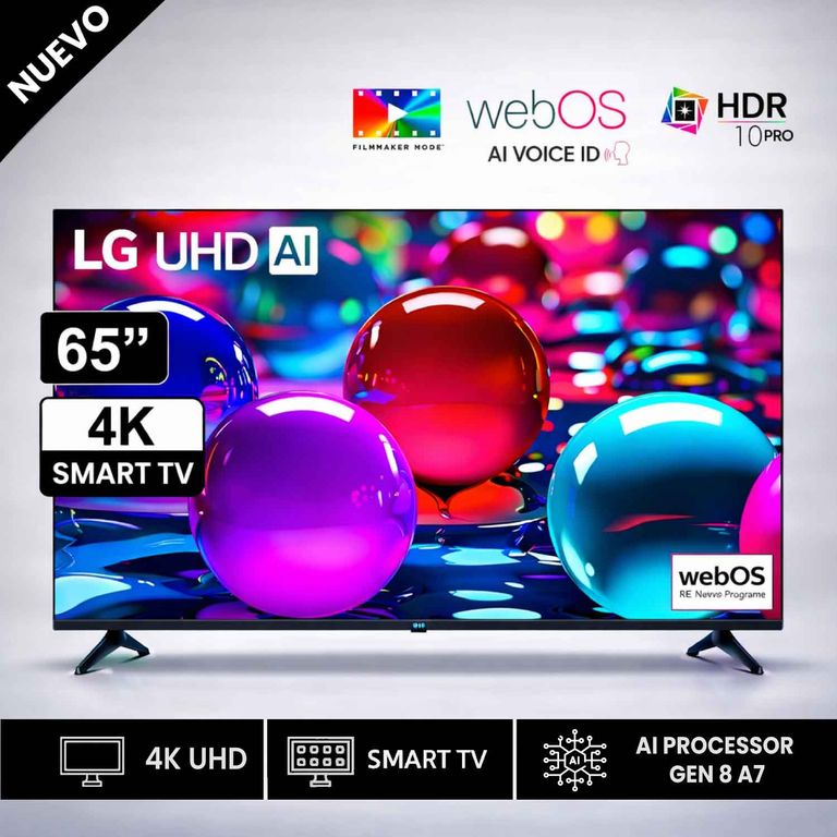 Televisor 65" Pulg Ultra HD 4K AI ThinQ 65UA7300PSB Modelo 2025- Negro