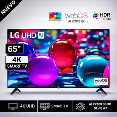 LG - Televisor 65" Pulg Ultra HD 4K AI ThinQ 65UA7300PSB Modelo 2025- Negro
