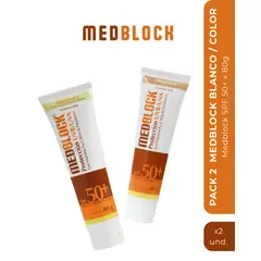 MEDBLOCK - 2 x 1 Crema Blanca y Color SPF 50+