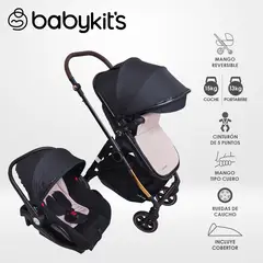 Baby Kits - Coche Cuna Vox TS Gold con Portabebé y base de auto Rosado