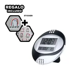 GENERICO - Reloj para Escritorio en Negro Plateado Y+Regalo Stickers