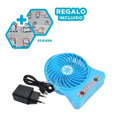 GENERICO - Pack6 Ventilador Recargable Mini en Azul Y+Ligas de Regalo