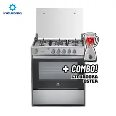 INDURAMA - COCINA DE PIE A GAS 5 HORNILLAS CROMA - CANTABRIA + LICUADORA OSTER BLANCA
