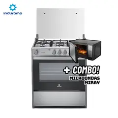 INDURAMA - COCINA DE PIE A GAS 5 HORNILLAS CROMA - CANTABRIA + MICROONDAS MIRAY HMM-20N