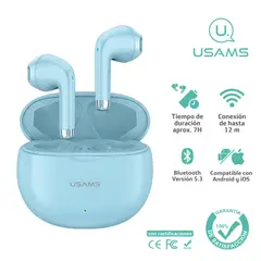 USAMS - Audífonos auriculares inalámbricos BT 5.3 Celeste YO17