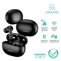 USAMS - Audífonos auriculares inalámbricos BT53 Negro XD18