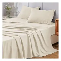 GENERICO - Sábanas 100 % algodón bramante perla 180 hilos Lima Tienda