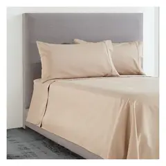GENERICO - Sábanas 100 % algodón bramante beige 180 hilos Lima Tienda