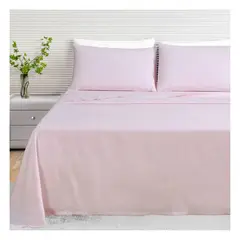 GENERICO - Sábanas 100 % algodón bramante rosado 180 hilos Lima Tienda