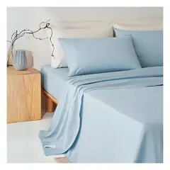 GENERICO - Sábanas 100 % algodón bramante celeste 180 hilos Lima Tienda