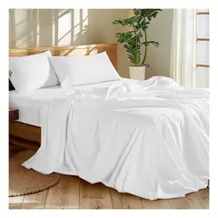 GENERICO - Sábanas 100 % algodón bramante blanco 180 hilos Lima Tienda