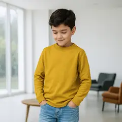 GENERICO - Polo Manga Larga Mostaza Niño Algodón - Angela Kids