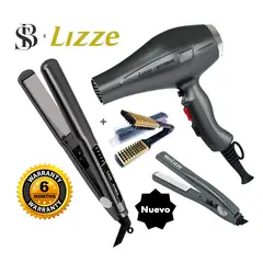 LIZZE - KIT PLANCHA Y SECADORA 2400W DE CABELLO EXTREME + MINI + CEPILLO
