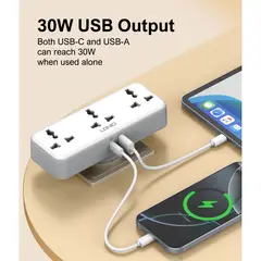 LDNIO - Tomacorriente Triple con Carga Rápida USB-C PD QC30 SC3317