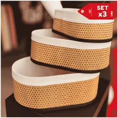 GENERICO - Canasta Cesto Organizador caja organizadora OVAL Set x3