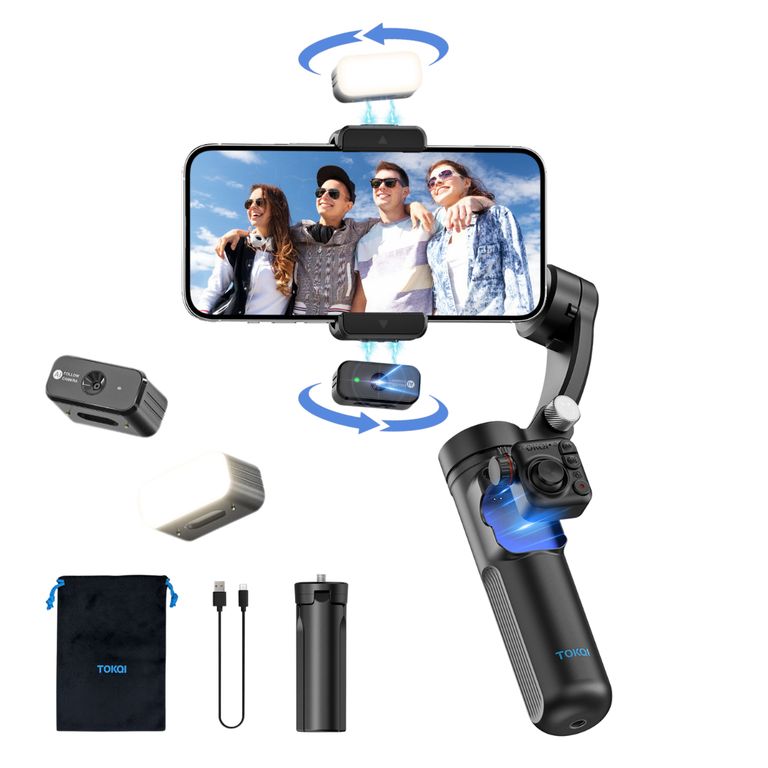 Gimbal Estabilizador Profesional TOKQI para celular, de 3 ejes, con seguimiento de rostro.