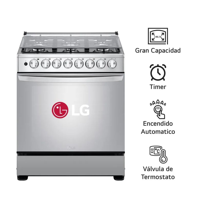 Cocina A Gas 6 Hornillas Gran Capacidad Acero Inoxidable LRGZ5255S