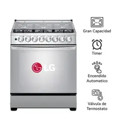 LG - Cocina A Gas 6 Hornillas Gran Capacidad Acero Inoxidable LRGZ5255S