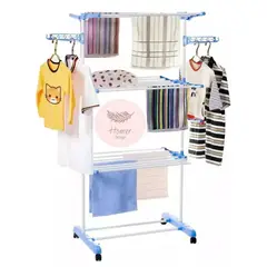 GENERICO - Tendedero de ropa armable de 3 niveles azul