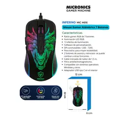 MICRONICS - - Mouse Gamer Inferno RGB MIC M816 Negro