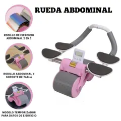OEM - Rueda Abdominal Doble con Rebote + Temporizador Color Rosado