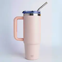 WECOOL - Mug 30oz- Coral Tapa Clásica con kit de cañitas