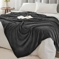 GENERICO - Manta dos plazas arrullo de felpa de terciopelo suave plomo