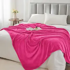 GENERICO - Manta dos plazas arrullo de felpa de terciopelo suave fucsia