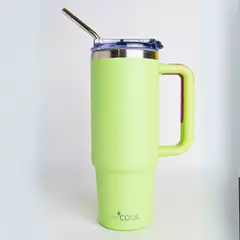 WECOOL - Mug 30oz- VerdeTapa Clásica con kit de cañitas