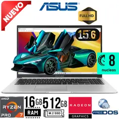 ASUS - "Laptop VivoBook M1502YA-NJ107 AMD Ryzen 7 7730U 15.6"" FHD Ram 16GB SSD 512Gb FreeDos
