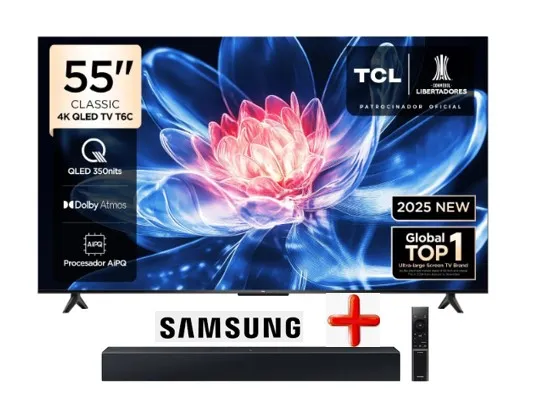Televisor 55 Qled 4k 55t6c Google Tv+ soundbar samsung c400