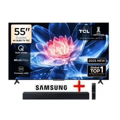 TCL - Televisor 55 Qled 4k 55t6c Google Tv+ soundbar samsung c400