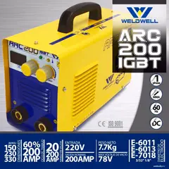 GENERICO - Máquina de Soldar ARC200 IGBT Weldwell 200 Amperios + Careta Fotosensible