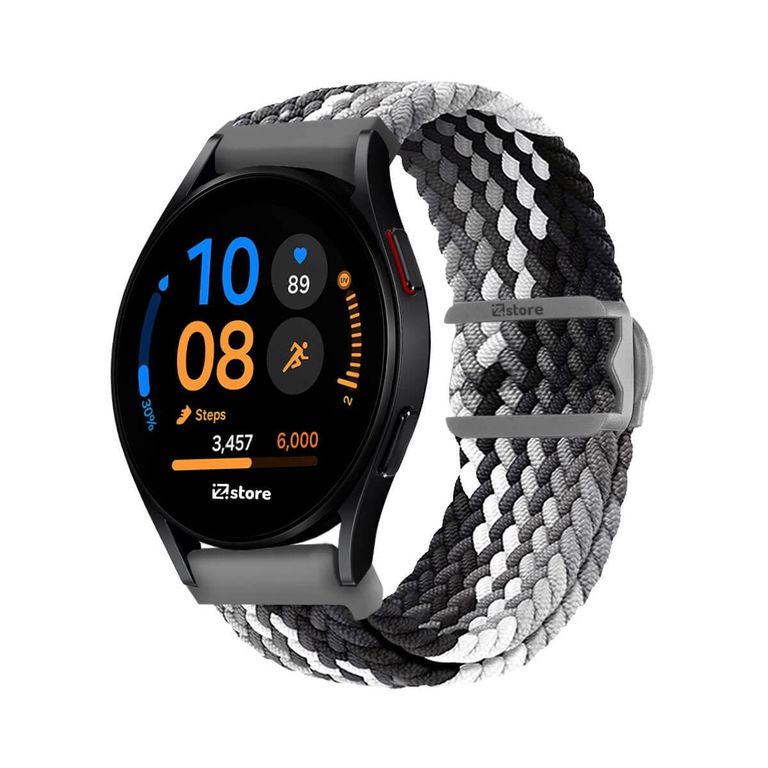 Correa de Nylon Para Samsung Galaxy Watch FE con Broche Gris Tricolor