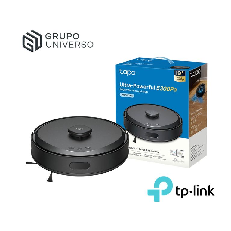 Tapo RV30 Max Robot Aspirador Trapeador Negro Sistema LiDAR+IMU 5300Pa
