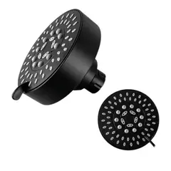 APACHE - Cabezal de ducha 5 funciones Redonda 10cm ABS Negro Mate brazo16cm ABS