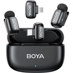 BOYA - Mini micrófono inalámbrico USB C + Lightning cancelación de ruido 30 horas