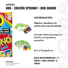 GENERICO - PACK 2 UNO EDICIÓN SPRUNKI + UNO JUNIOR JUEGO DE CARTAS