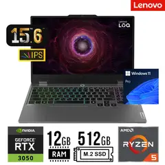 LENOVO - LAPTOP LOQ 15IARP9 R5-7235HS RAM 12GB SSD 512GB RTX 3050 6GB 15.6" FHD WIN 11 HOME