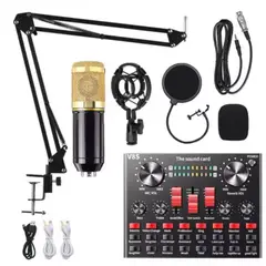 SEISA - Kit Micrófono Condensador de estudio Tarjeta de Sonido interfaz V8s