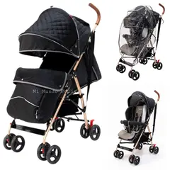BABY HAPPY - Coche Baston para Bebe Plegable con Cubrepies Negro