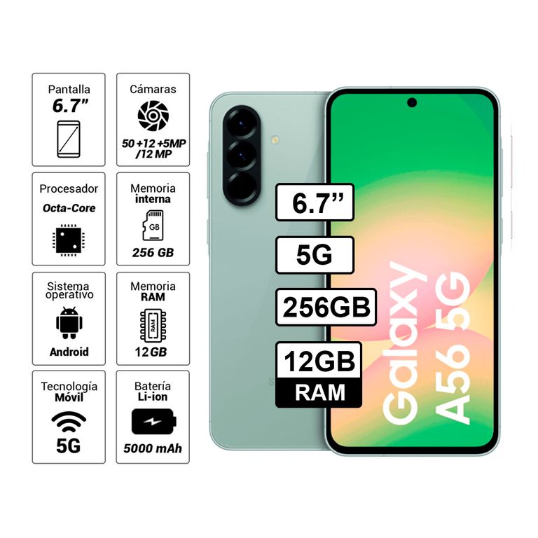 Celular Galaxy A56 5G 12GB RAM 256GB Color Olive