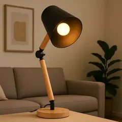 GENERICO - Lámpara De Estilo Nórdico Con Luz Cálida Y Base De Madera