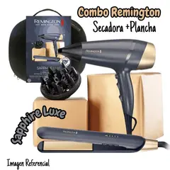 REMINGTON - Combo Sapphire Luxe Secadora De Cabello + Plancha De Cabello