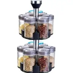 GENERICO - CONDIMENTERO VERTICAL GIRATORIO DE VIDRIO – 12 PIEZAS